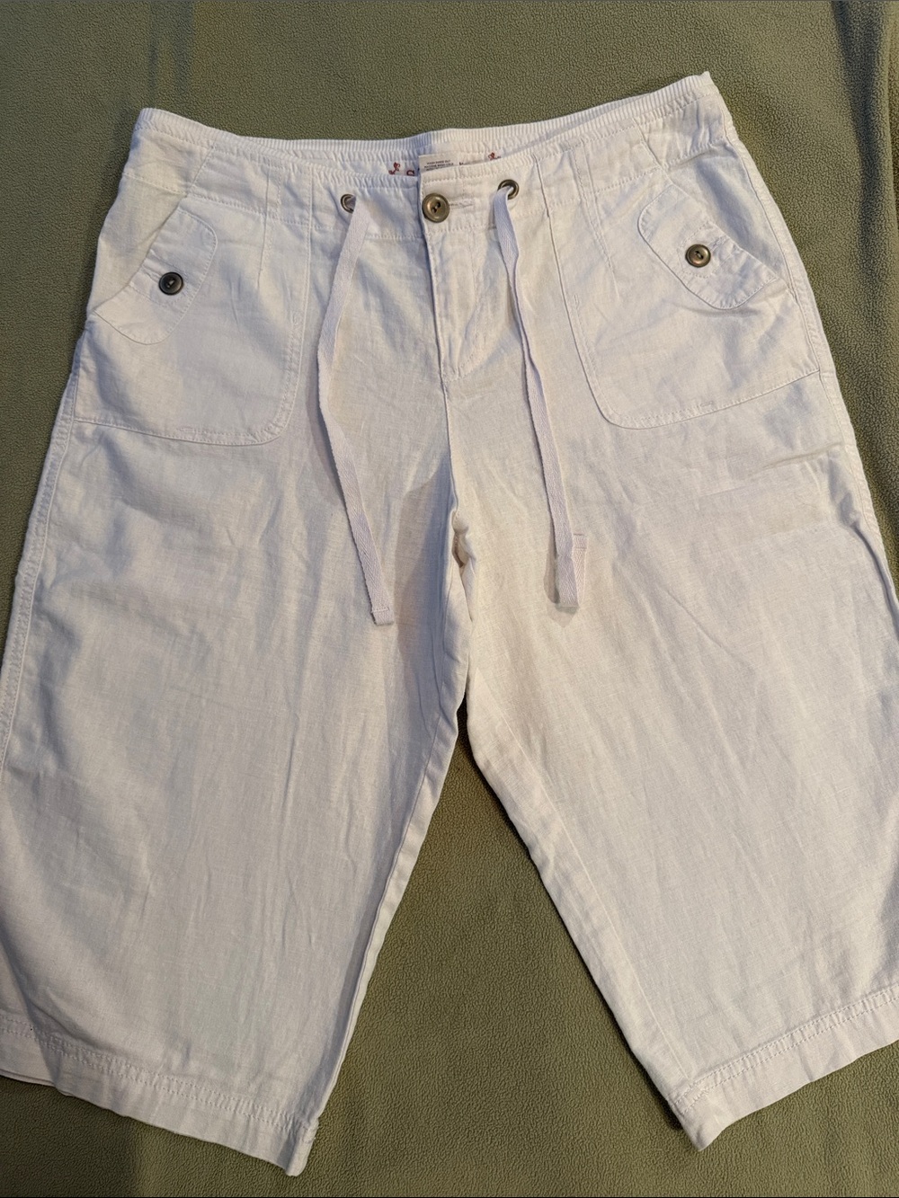 Sonoma White Linen-Blend Drawstring Shorts